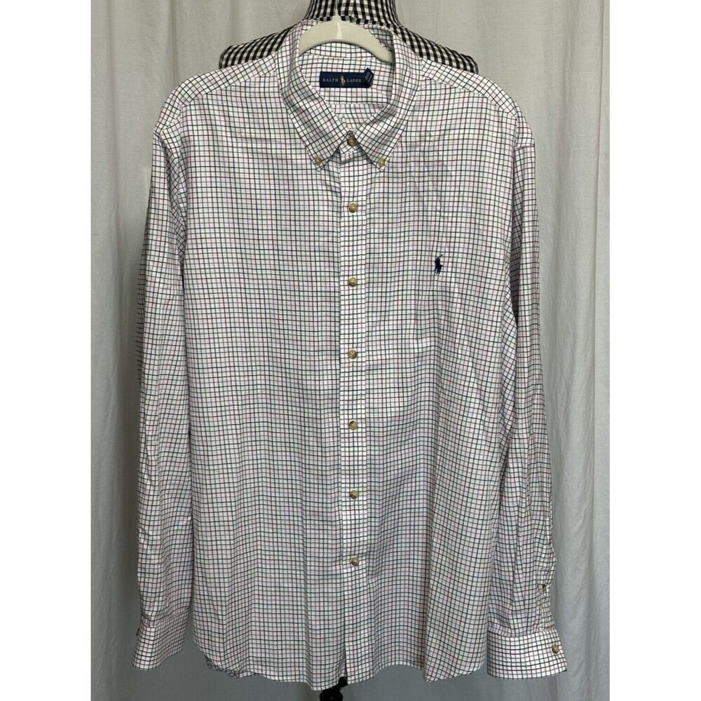 Ralph Lauren Button Down Shirt Mens XXL Multicolor Check Long Sleeve 100% Cotton